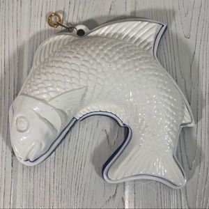 Ceramic Fish Hanging Mold Lord & Taylor White Blue